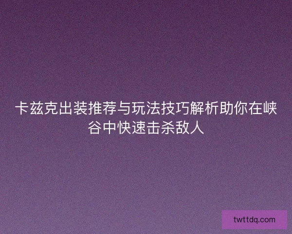 卡兹克出装推荐与玩法技巧解析助你在峡谷中快速击杀敌人