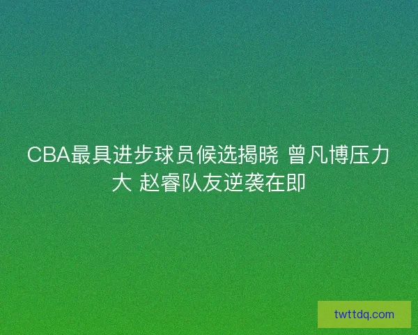 CBA最具进步球员候选揭晓 曾凡博压力大 赵睿队友逆袭在即