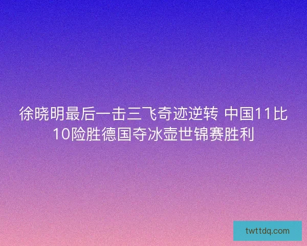 徐晓明最后一击三飞奇迹逆转 中国11比10险胜德国夺冰壶世锦赛胜利